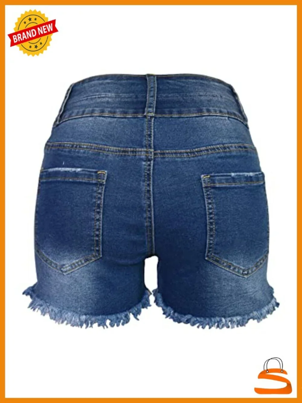 High Waisted Stretchy Mom Jean Shorts with Distressing Frayed Hem Two Buttons